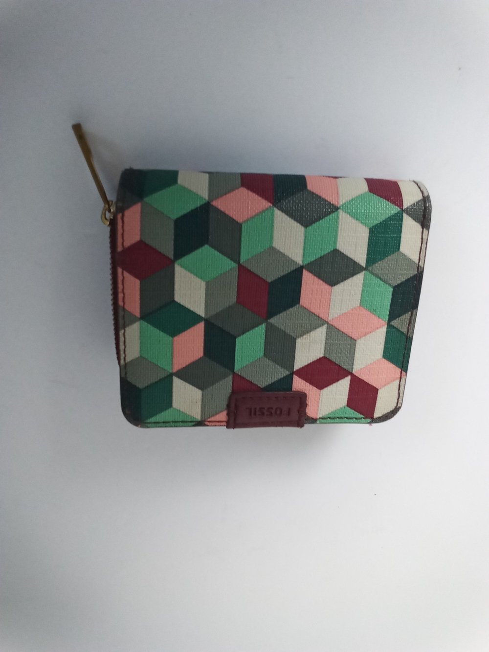 Fossil Emma Multicolor Geometric RFID Wallet Mini  Zip Around